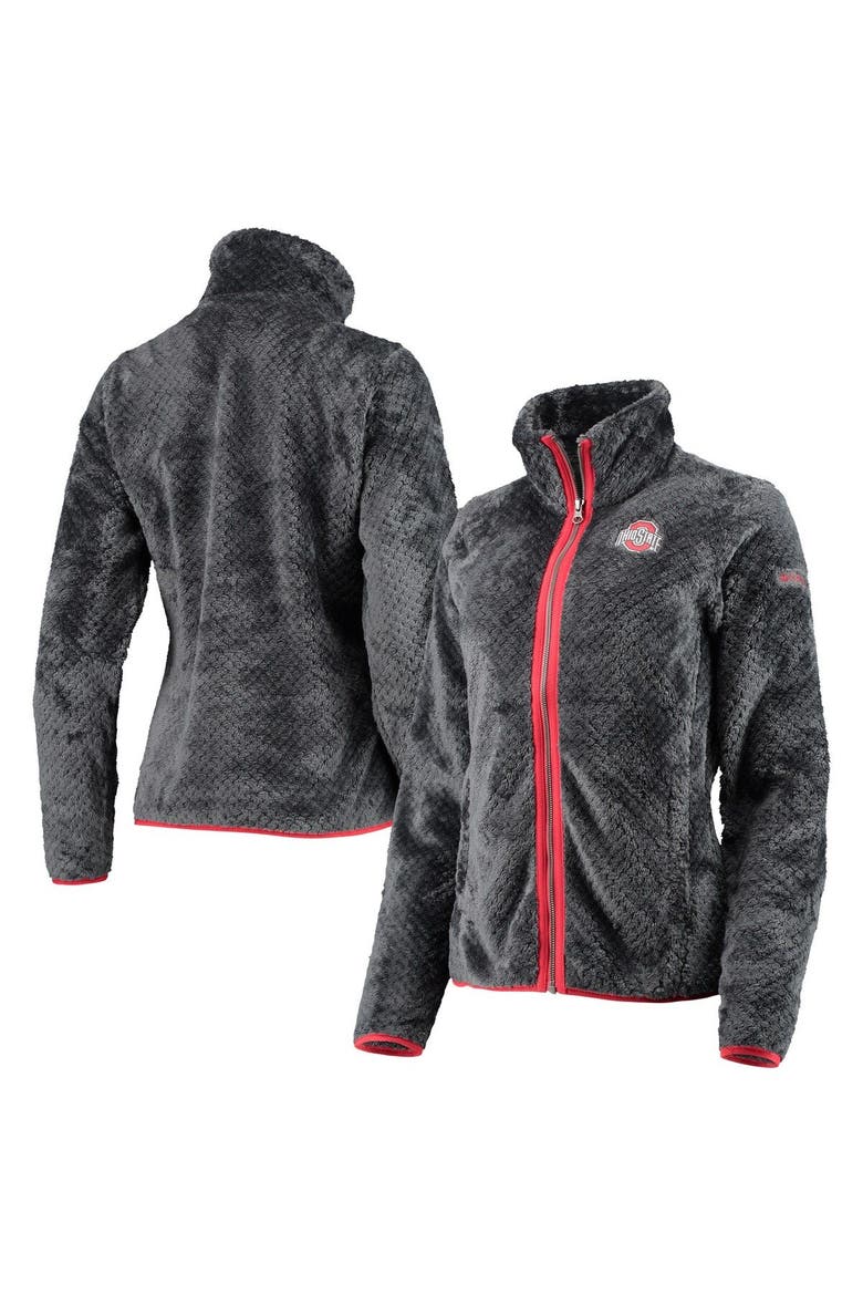 Women's Columbia Charcoal Ohio State Buckeyes Fireside II Sherpa Full-Zip Jacket, Main, color, Black