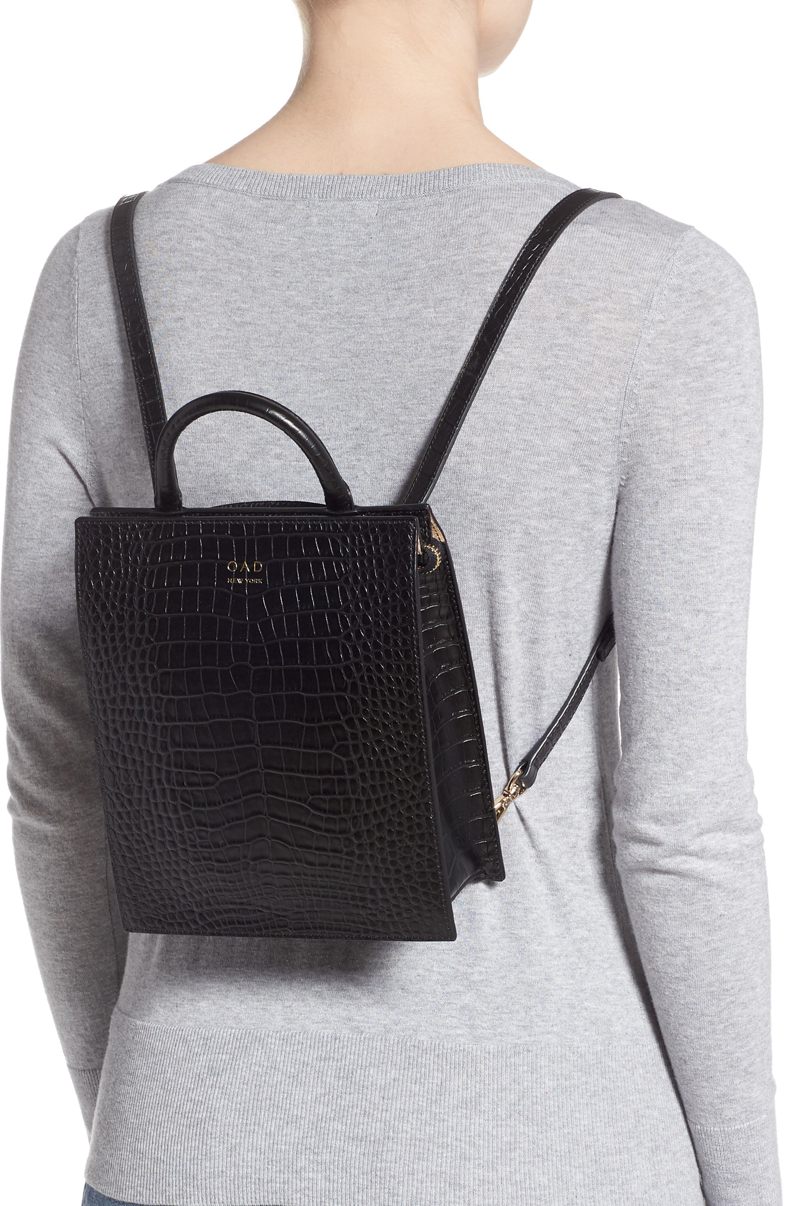 OAD New York Mini Arc Convertible Leather Backpack, Alternate, color, 