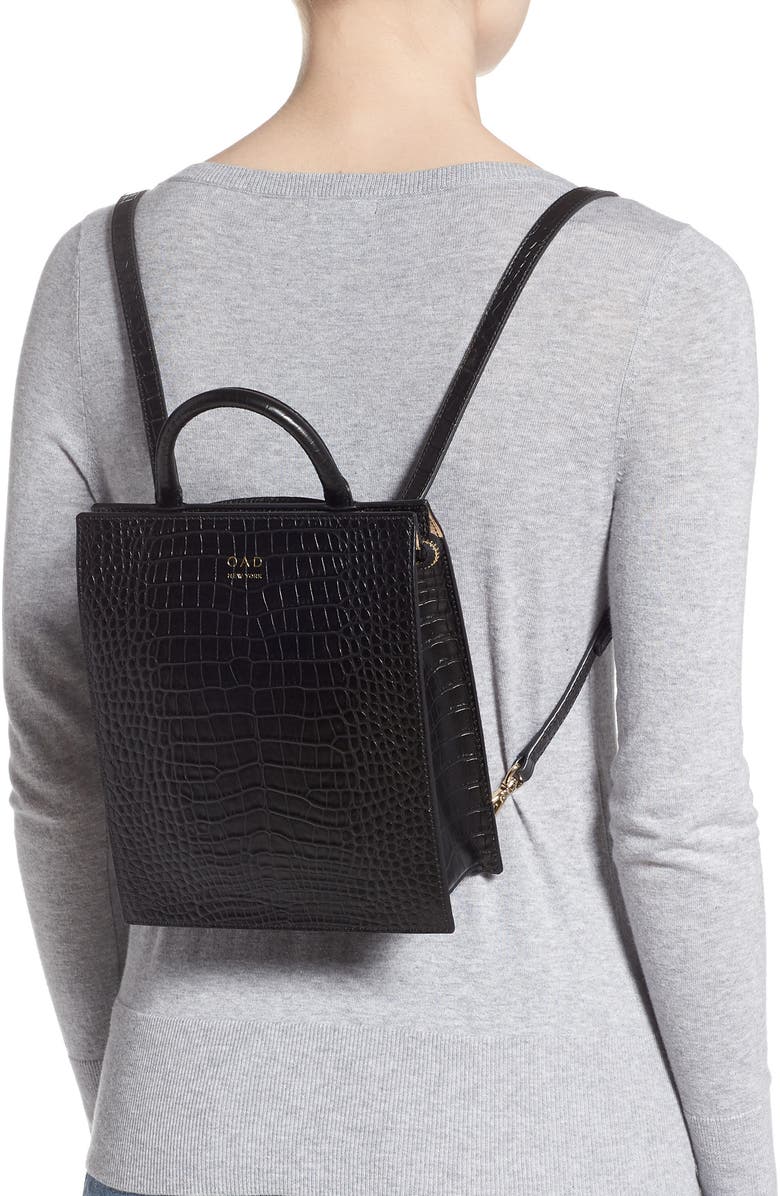 OAD New York Mini Arc Convertible Leather Backpack, Alternate, color,