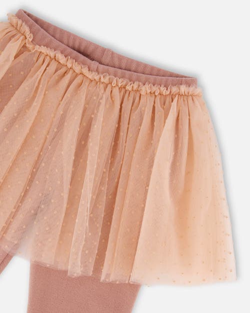 Deux Par Deux Leggings With Tulle Skirt In Brown