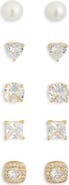 NORDSTROM RACK 5-Pack Assorted CZ & Faux Pearl Stud Earrings