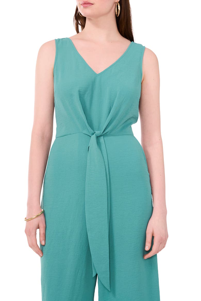 Tie Front Wide Leg Jumpsuit, Alternate, color, BRIGHT AQUA