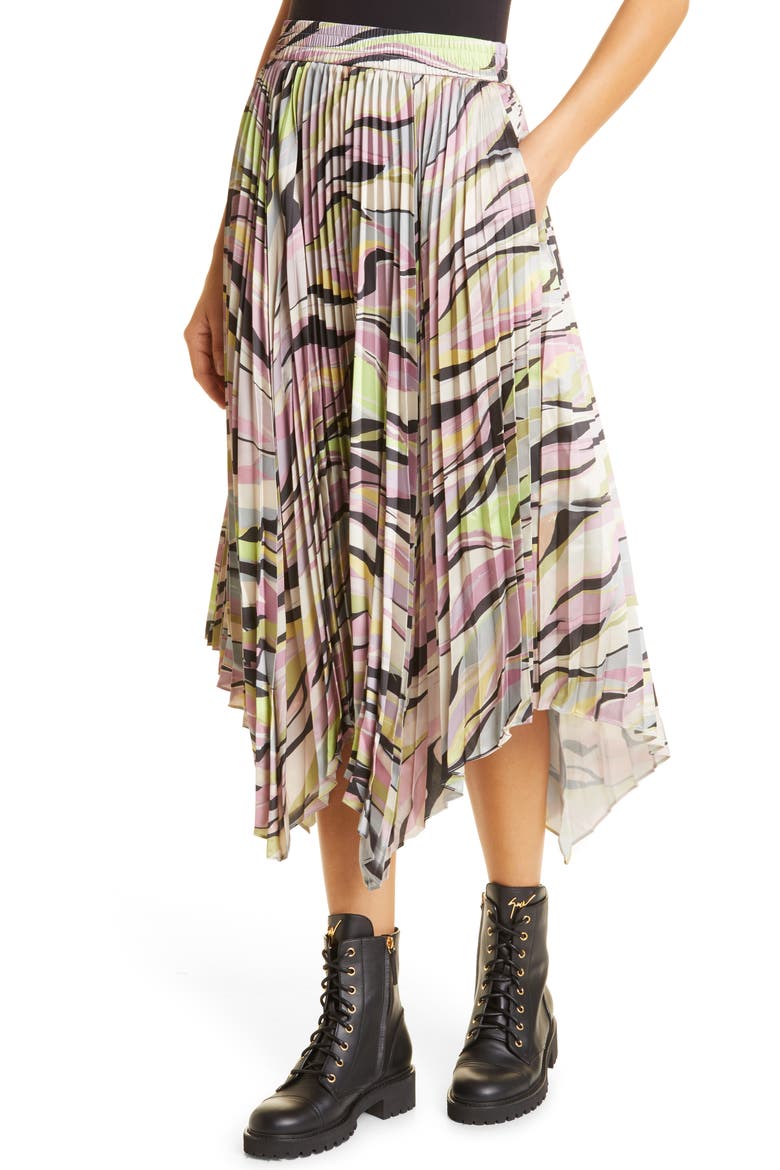 Women's Pleated Handkerchief Hem Skirt, Alternate, color, DUSKY PINK