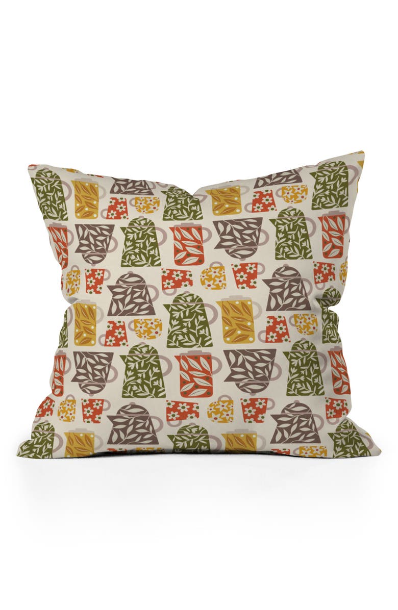Deny Designs Buongiorno Retro Floral Coffee Accent Pillow, Main, color, Green