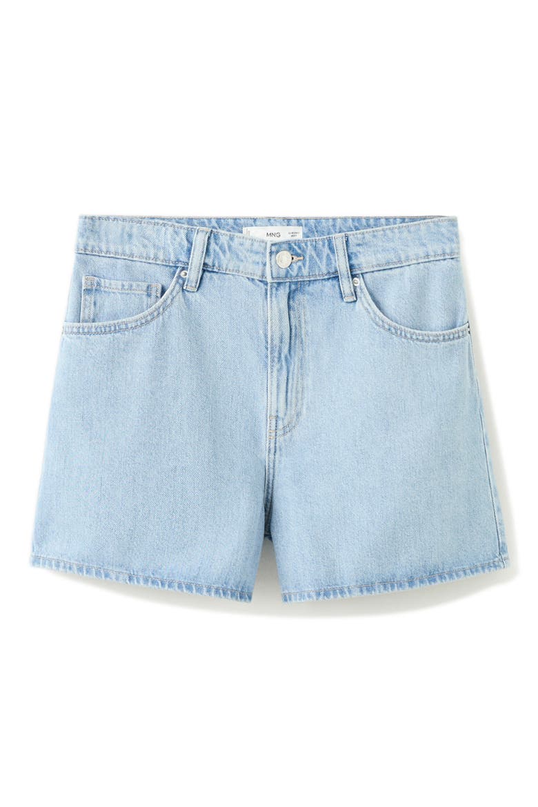 High Waist Straight Fit Denim Shorts, Main, color, LIGHT BLUE