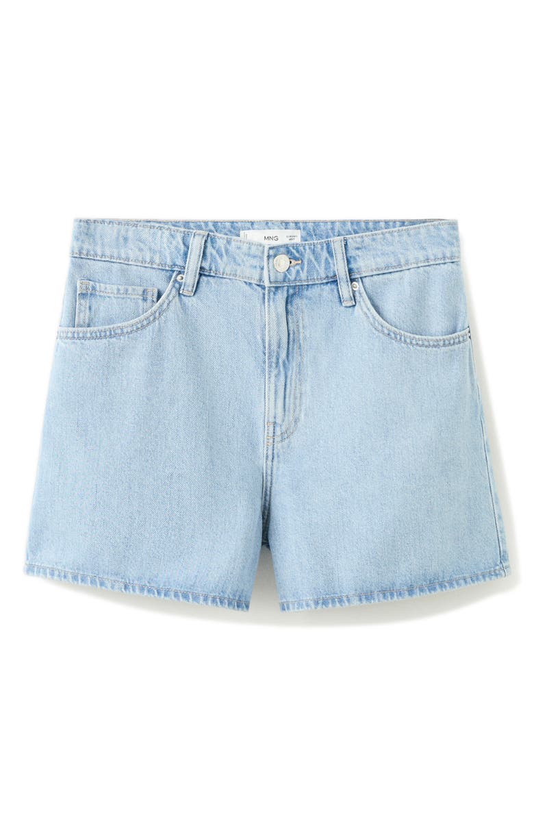 MANGO High Waist Straight Fit Denim Shorts, Main, color, Light Blue
