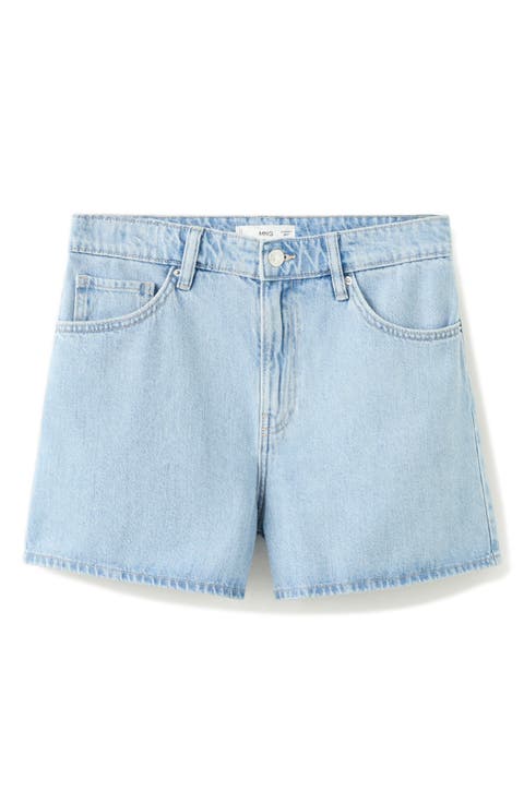 High Waist Straight Fit Denim Shorts (Regular & Plus)