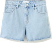 MANGO High Waist Straight Fit Denim Shorts