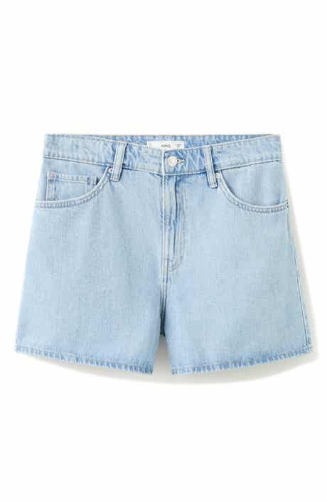 High Waist Straight Fit Denim Shorts
