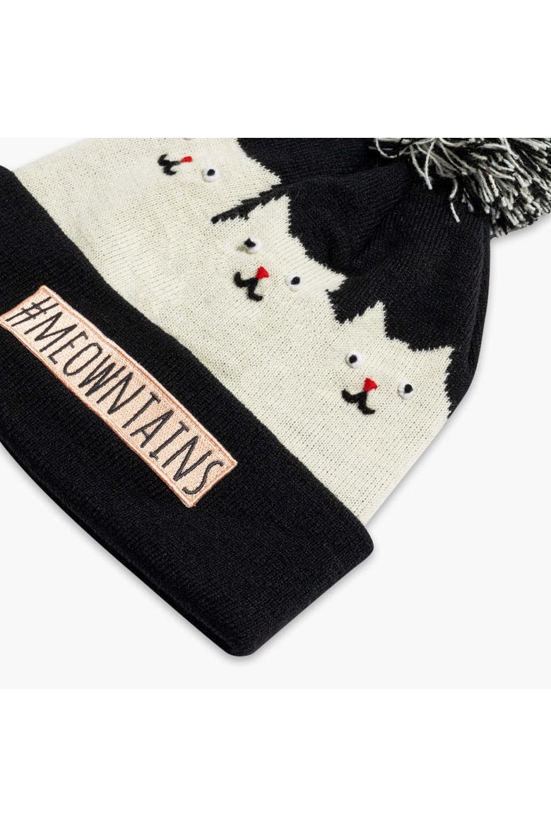 Kids #meowntains Pom Winter Hat, Alternate, color, Black