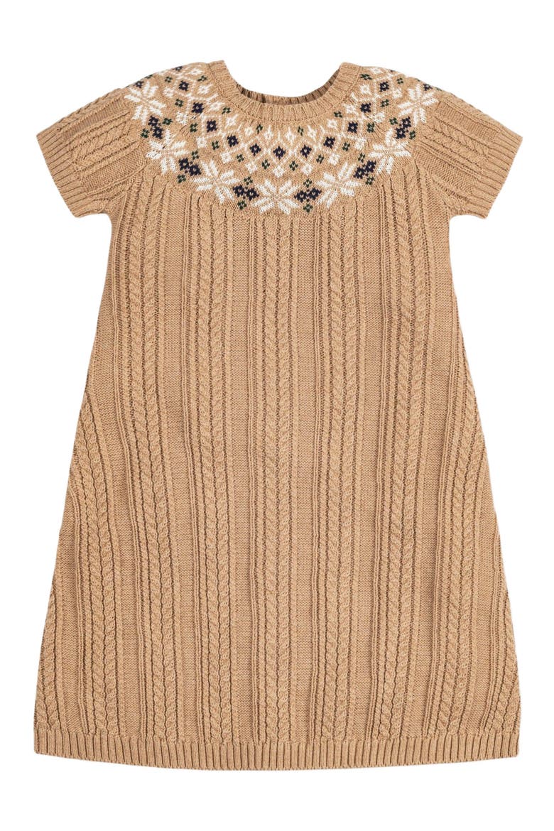 Baby Girls' Organic Fair Isle Cable Sweater Dress, Infant, Main, color, Ivory Fair Isle Cable