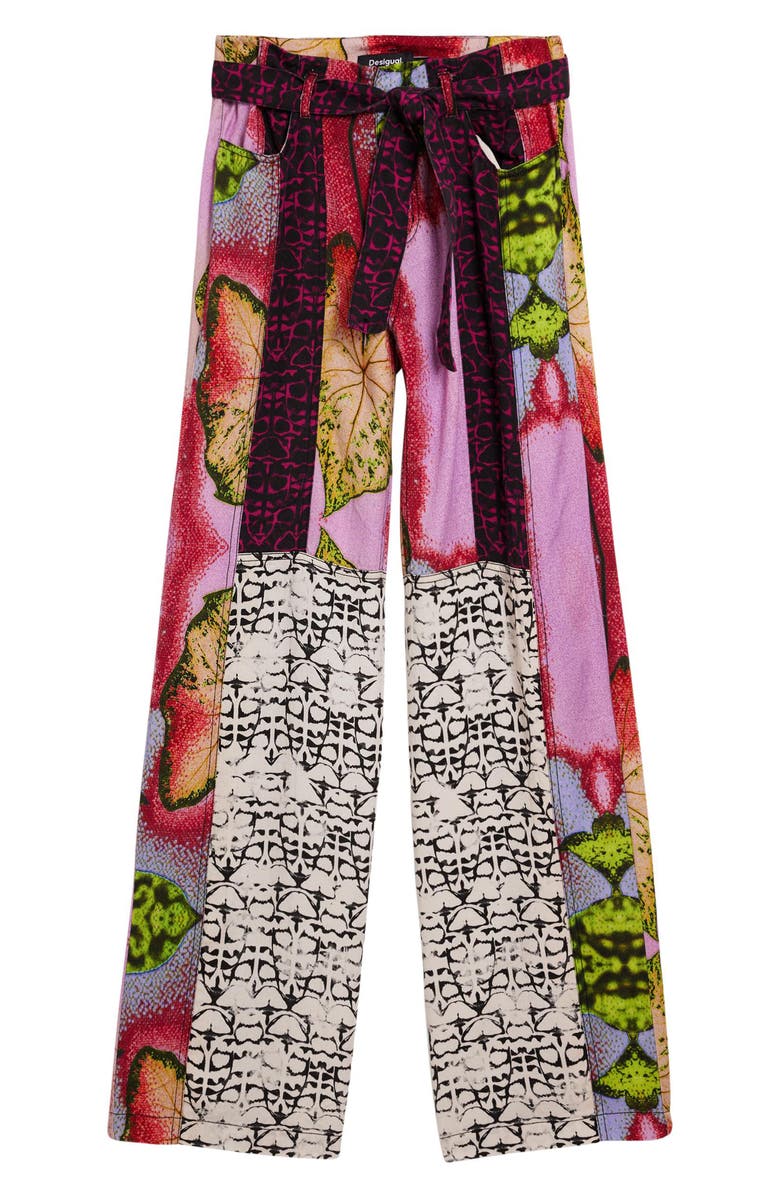 Desigual Mix Print Straight Leg Pants, Alternate, color, Red