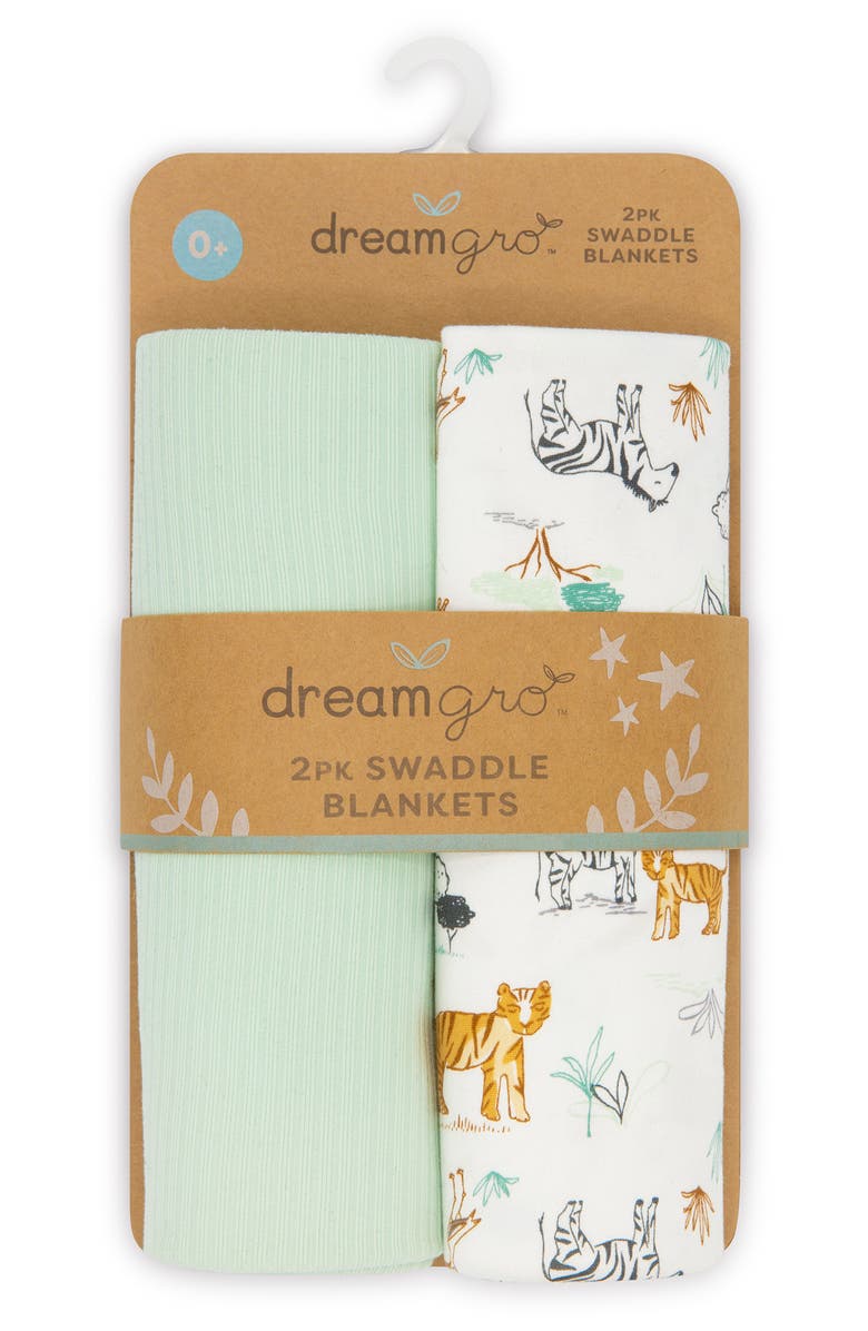 DREAMGRO 2-Pack Stretch Cotton Swaddle Blankets, Main, color,