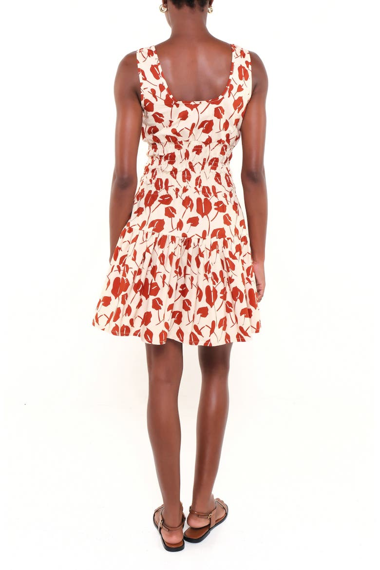 Victoria Floral Tiered Stretch Cotton Minidress, Alternate, color, RED BRAVE FLORA