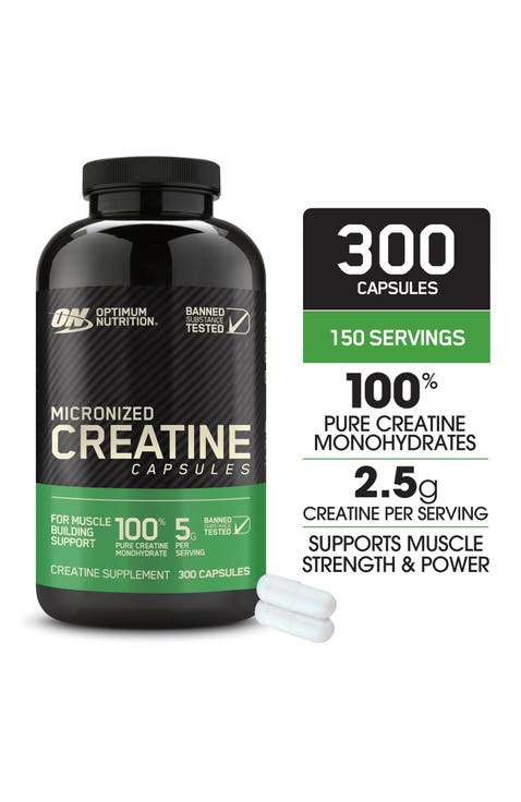 Micronized Creatine Monohydrate Capsules, Keto Friendly, 2500mg, 300 Capsules