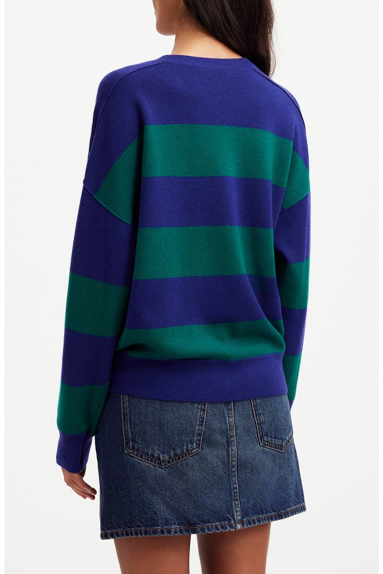 Stripe Merino Wool Pullover Sweater, Alternate, color, COBALT GREEN COMBO