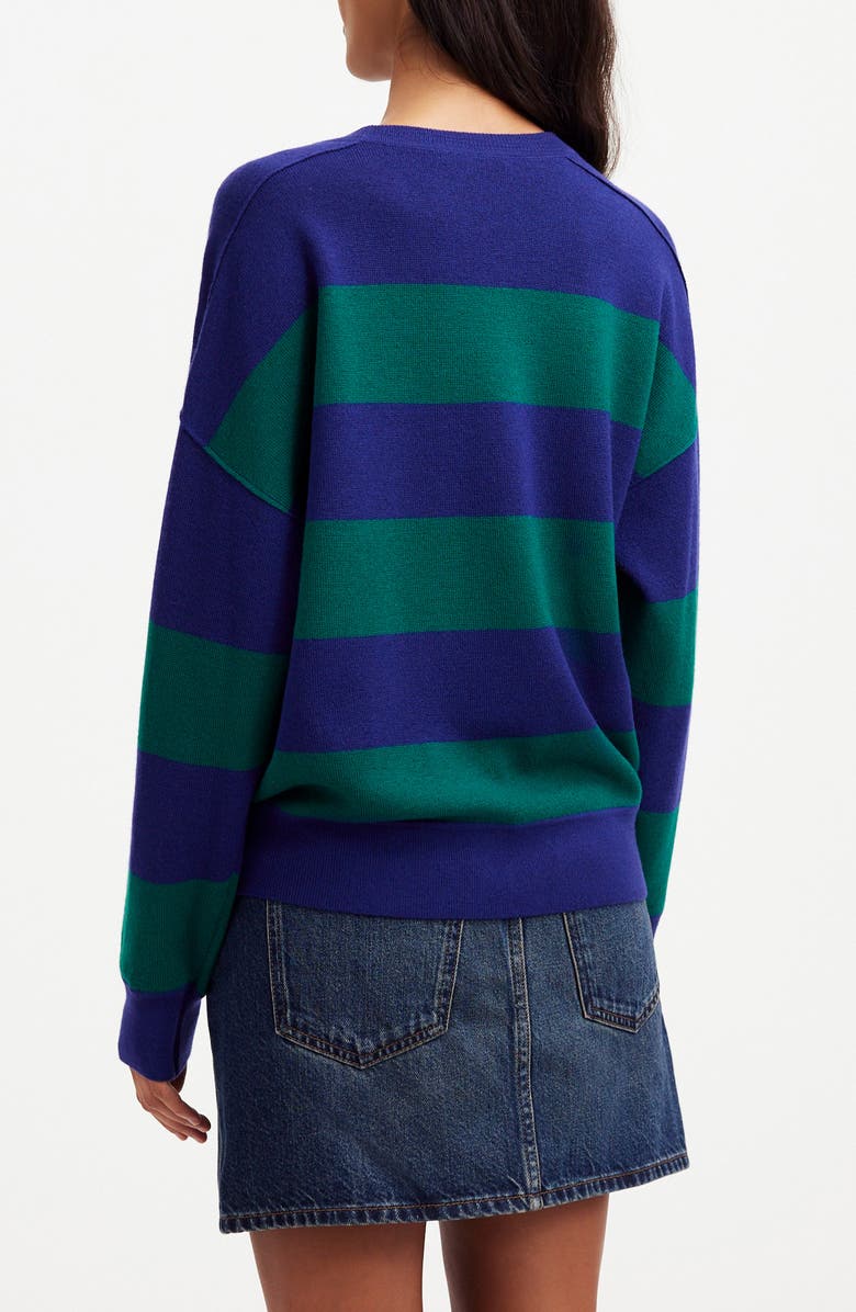 Madewell Stripe Merino Wool Pullover Sweater, Alternate, color, Cobalt Green Combo