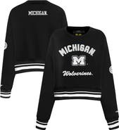 PRO STANDARD Women's Pro Standard Black Michigan Wolverines Pearl Cropped Pullover Sweatshirt