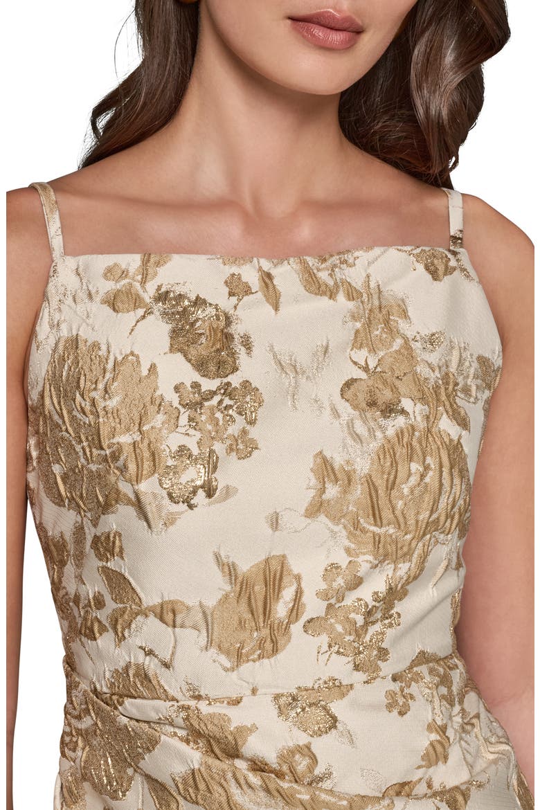 Floral Metallic Jacquard Sheath Dress, Alternate, color, GOLD MULTI
