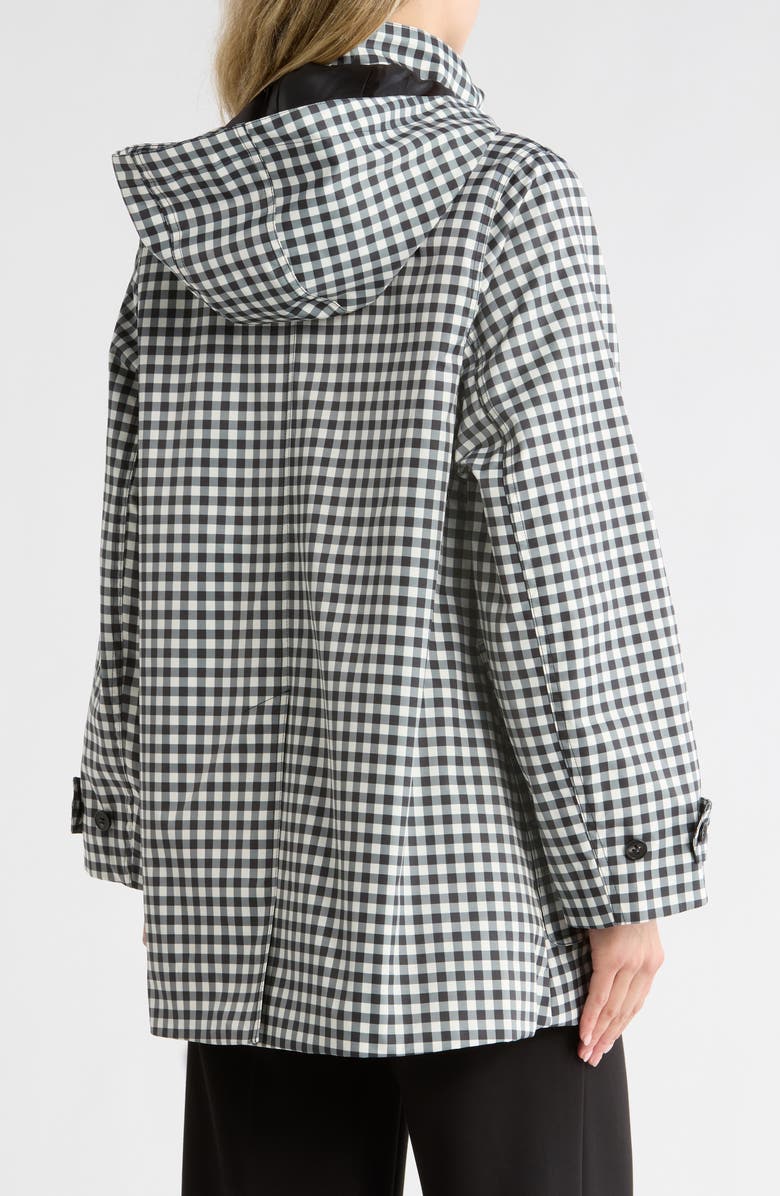 Bernardo Recycled Polyester Rain Coat, Alternate, color, Black/White