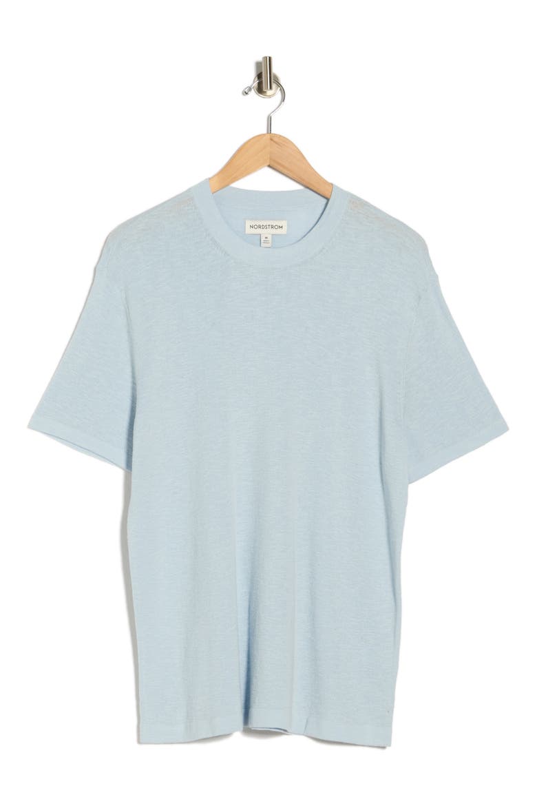 Short Sleeve Cotton Blend Sweater, Alternate, color, BLUE SKYWAY