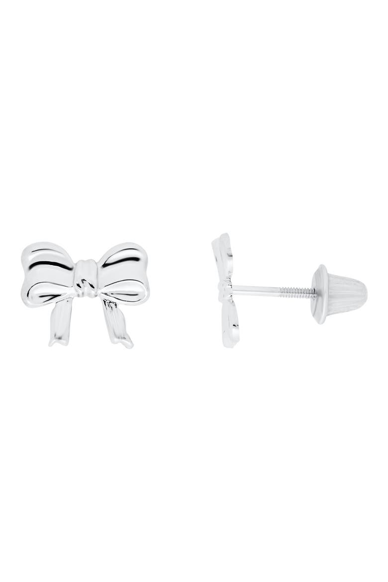 Kids' Bow Stud Earrings, Main, color, SILVER
