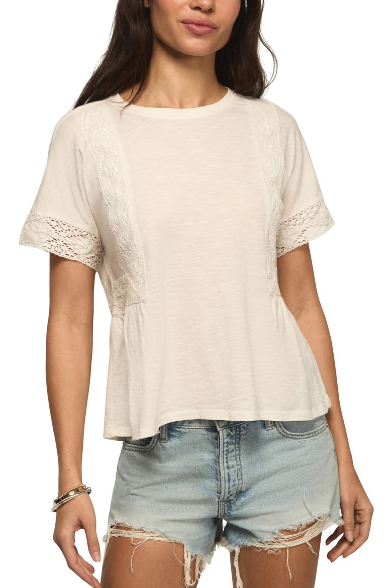 Lace Trim Peplum T-Shirt, Main, color, WHISPER WHITE