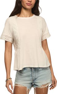 Lucky Brand Lace Trim Peplum T-Shirt