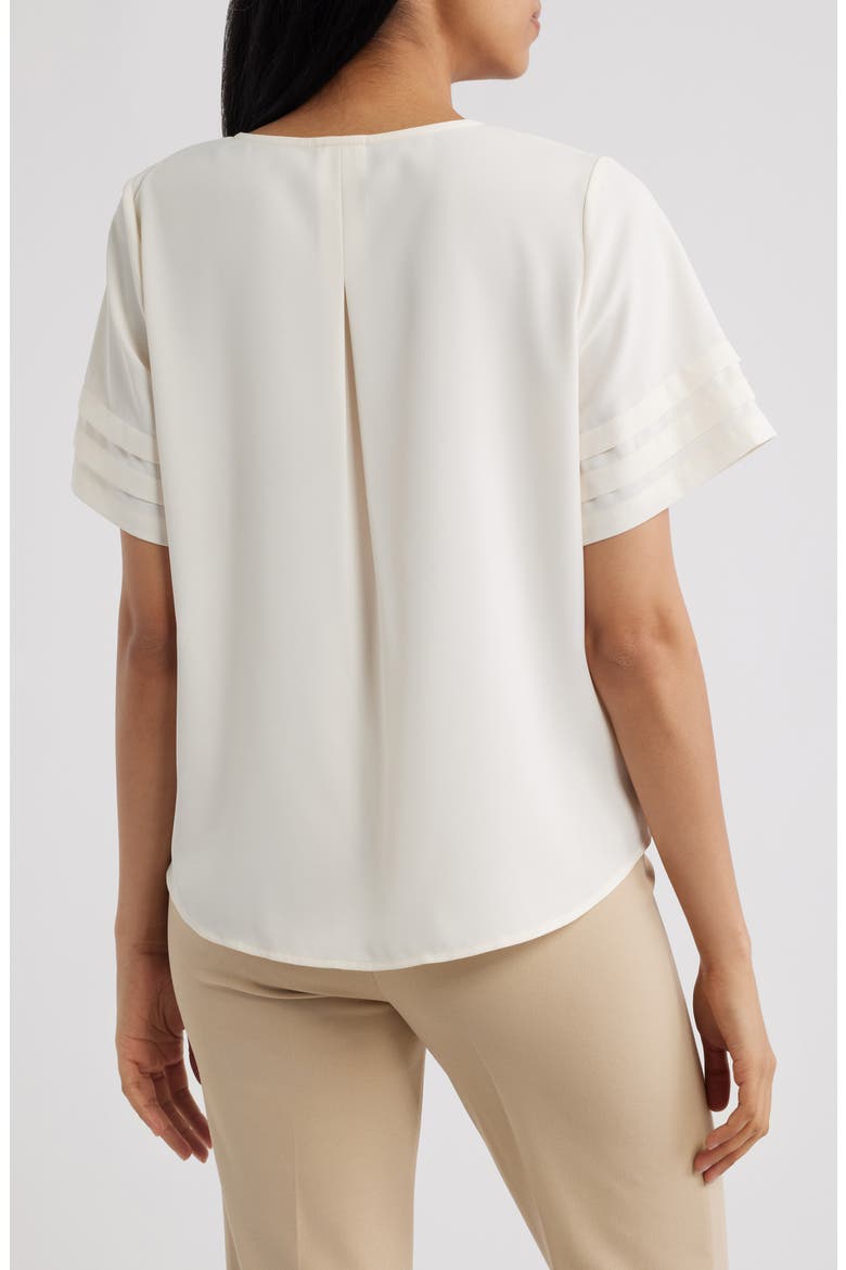 Pleated Split Neck Top, Alternate, color, WHITE DOVE