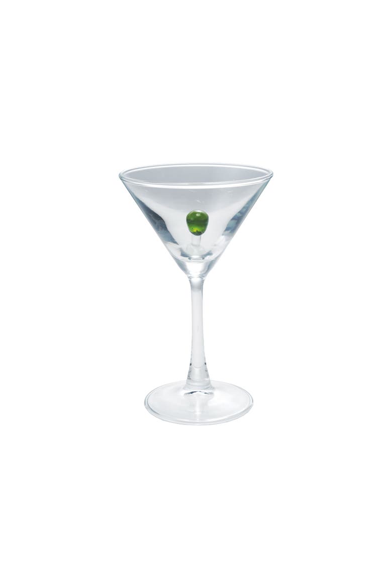 6-Ounce Stemmed Martini Glass with Olive Inside, Green and Red, Main, color, Green