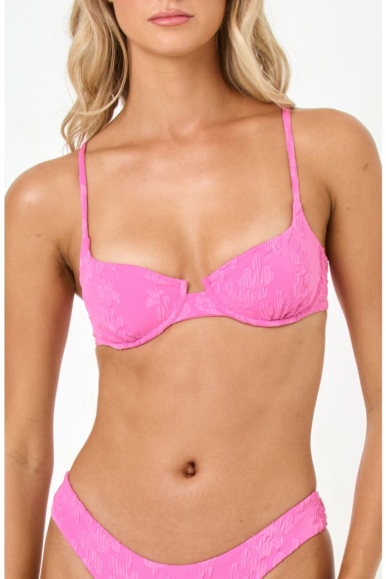 Belle Underwire Jacquard Bikini Top, Main, color, HOTTEST PINK