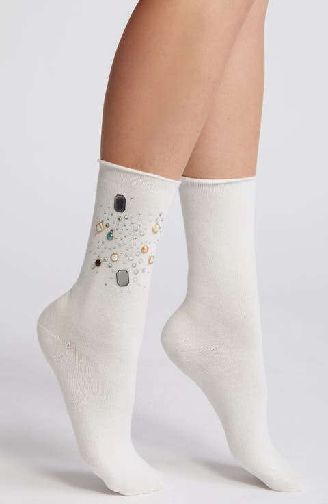 Gemstone Stretch Cotton Crew Socks