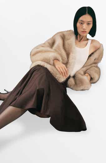 MANGO Button Front Faux Fur Coat