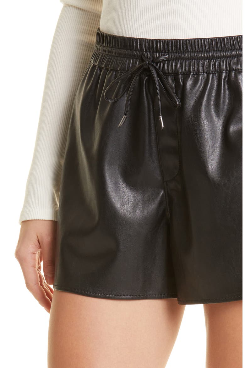 Viviette Faux Leather Shorts, Alternate, color, BLACK