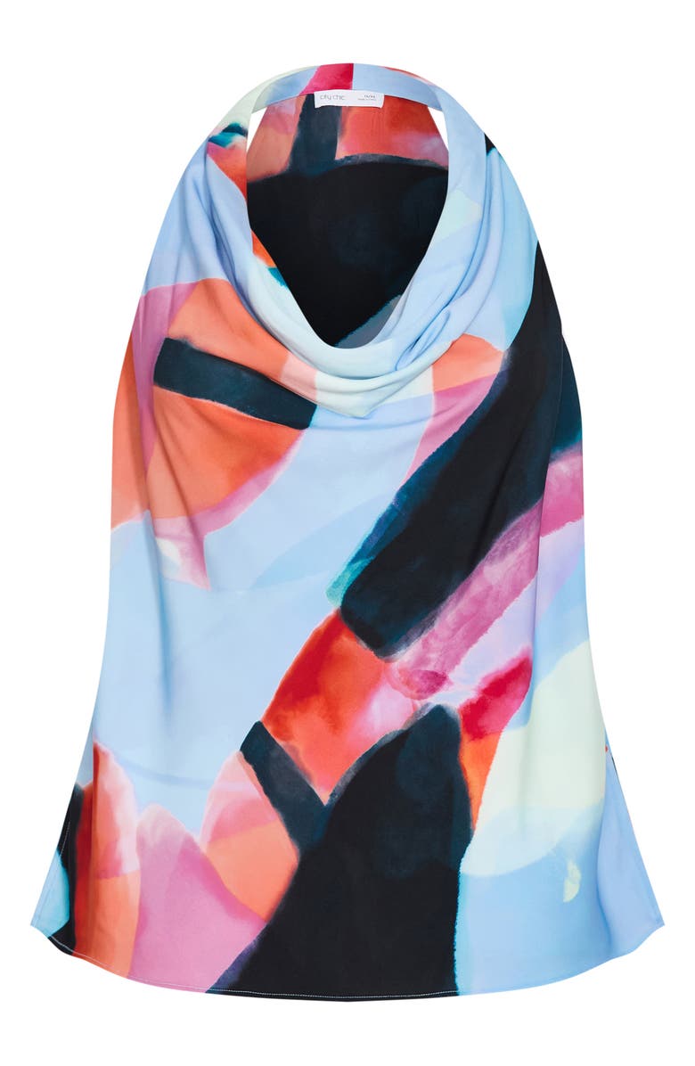 City Chic Chloe Abstract Print Cowl Neck Sleeveless Top, Alternate, color, Aspect