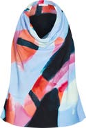 City Chic Chloe Abstract Print Cowl Neck Sleeveless Top