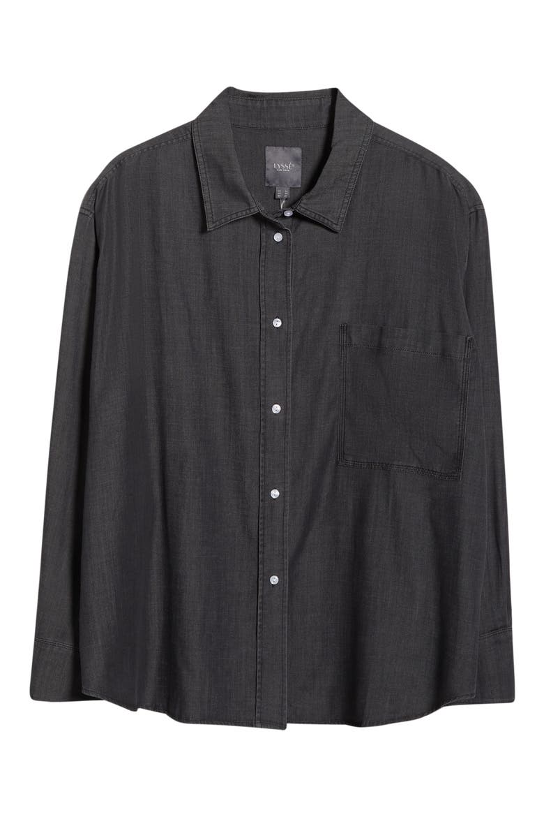 Lunette St Chambray Button-Up Shirt, Alternate, color, WASHED BLACK