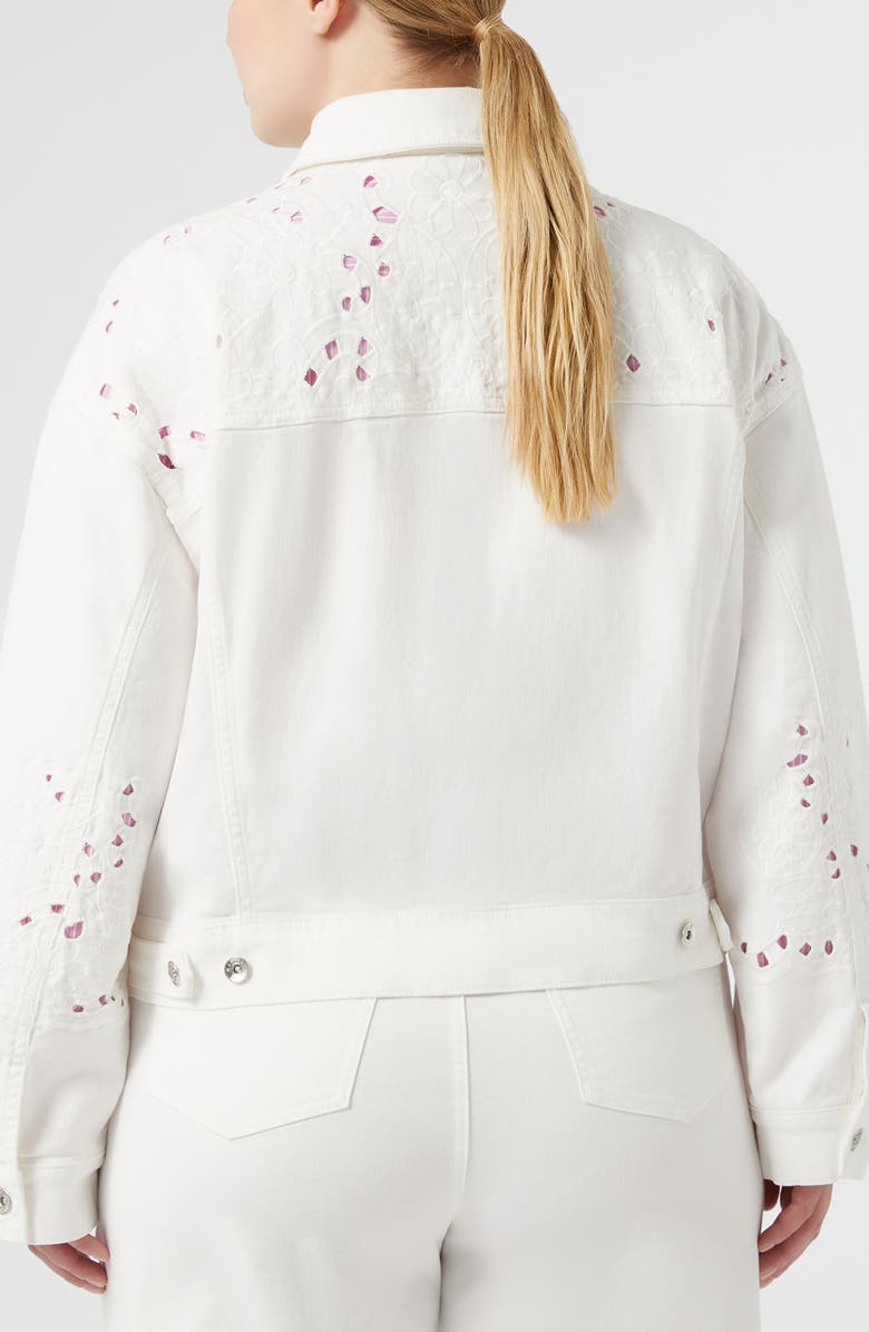 Marina Rinaldi Umico Embroidered Crop Denim Jacket, Alternate, color, Ivory