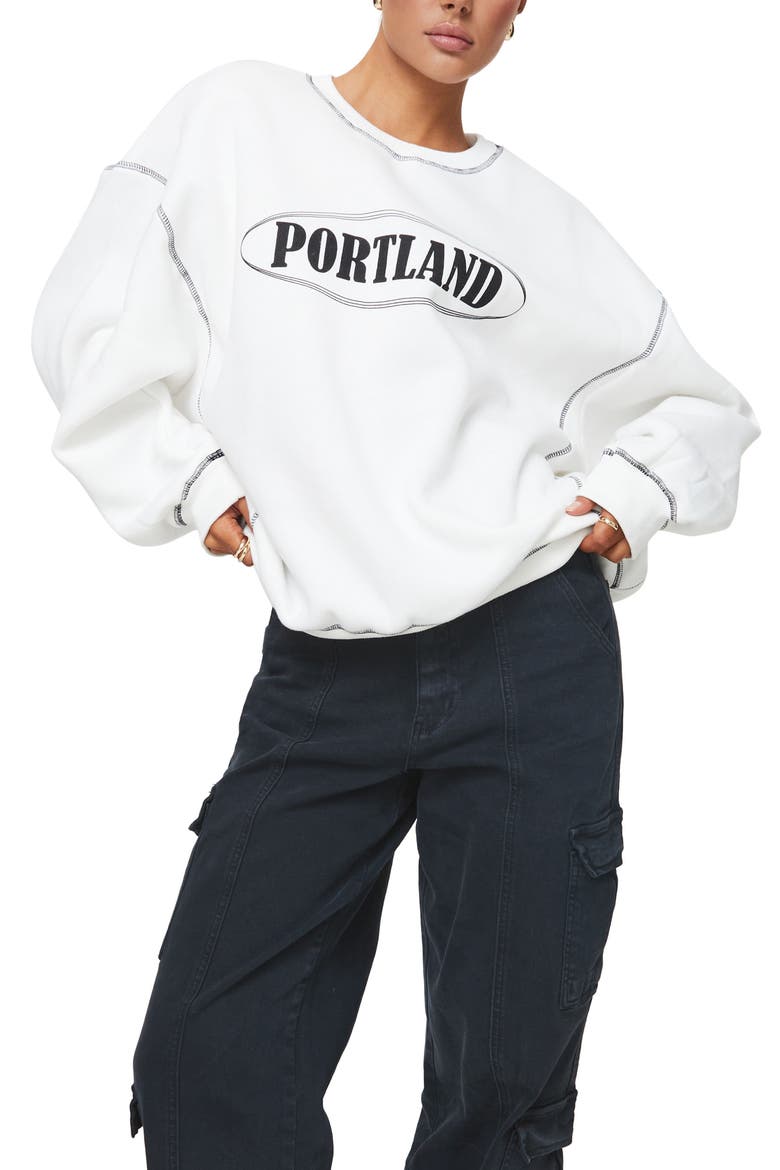 Portland Oversize Graphic Sweatshirt, Main, color, WHITE