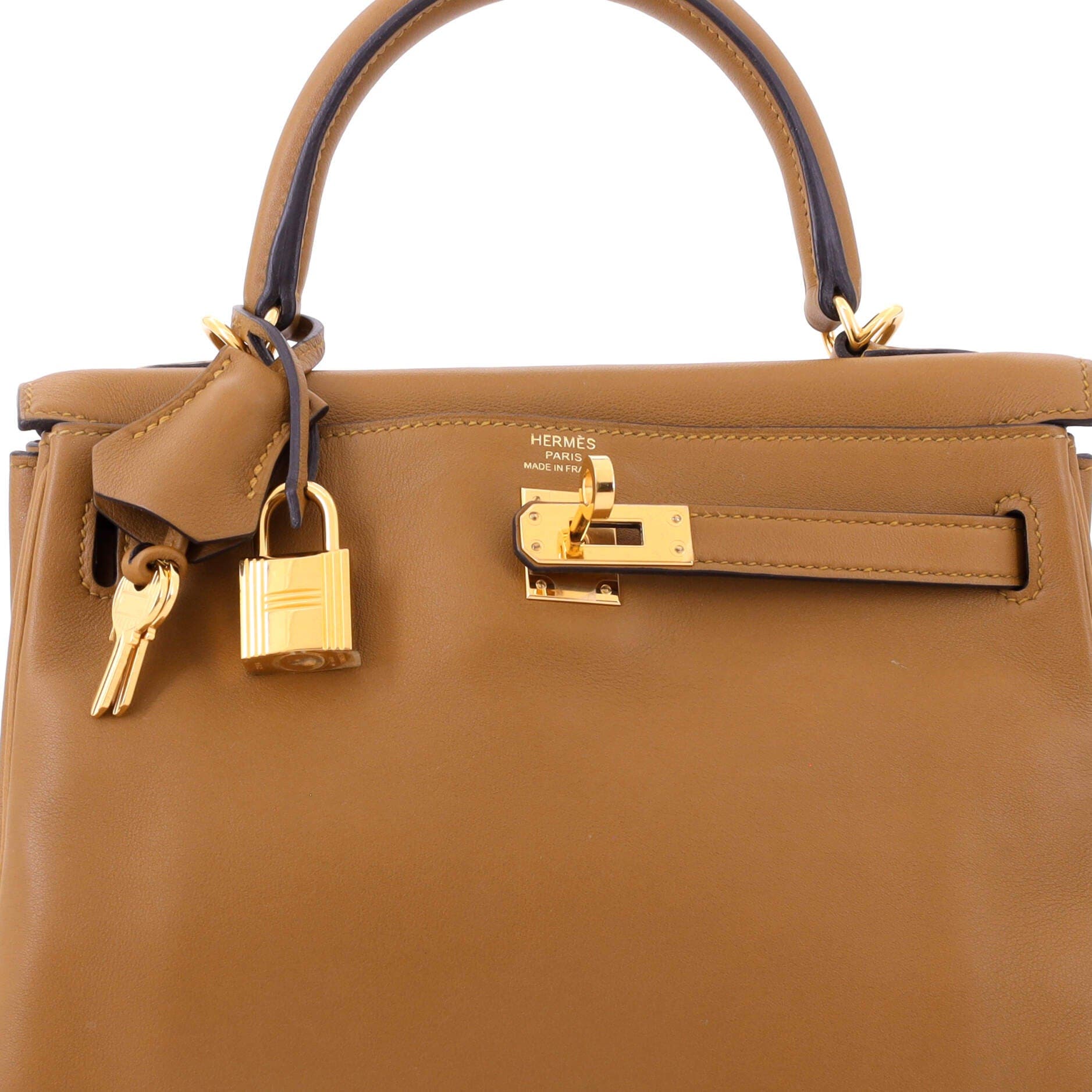 Kelly Handbag Brown Swift with Gold Hardware 25, Alternate, color, Metallic Gold