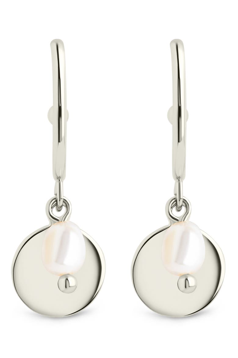 Morgan Faux Pearl Hoop Earrings, Alternate, color, SILVER