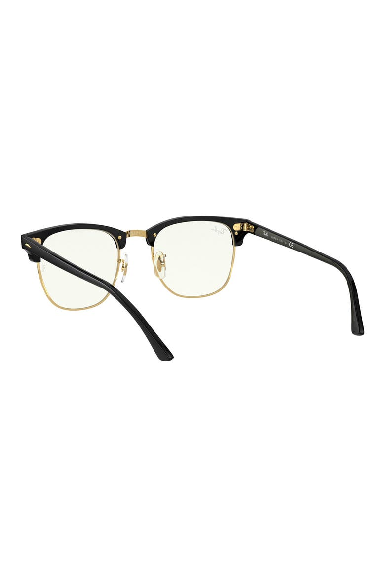 49mm Clubmaster Blue Light Blocking Everglasses, Alternate, color, BLACK