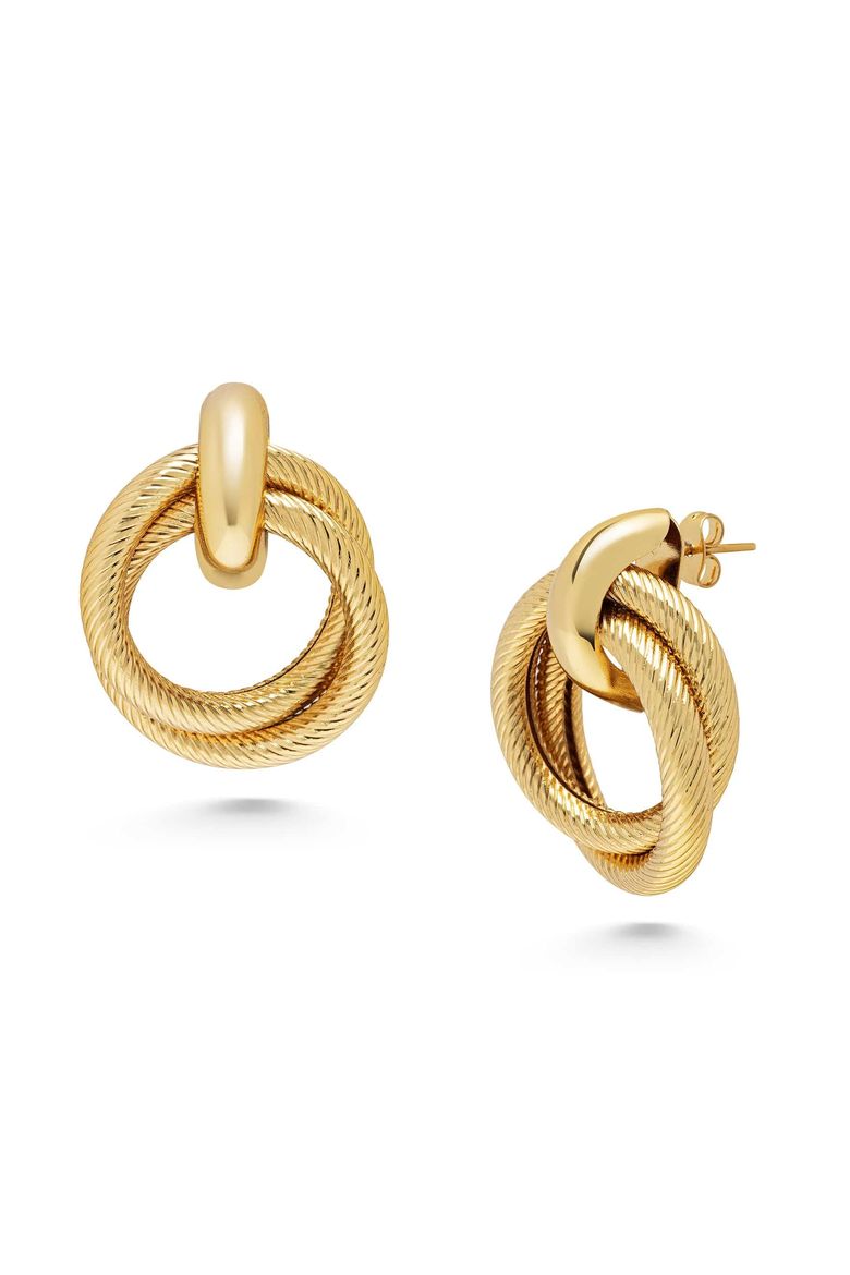 Double Hoop Earrings, Main, color, Gold
