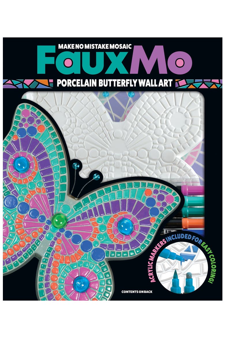 Works of Ahhh Faux Mo - Porcelain Butterfly Wall Art Craft Kit, Main, color, Multicolor