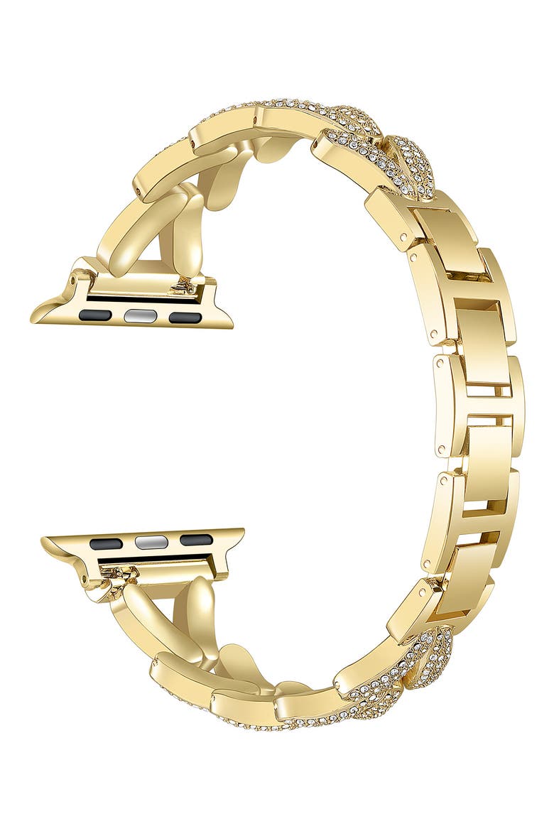 Valentina Stainless Steel & Rhinestone Apple Watch® Bracelet Watchband, Alternate, color, GOLD