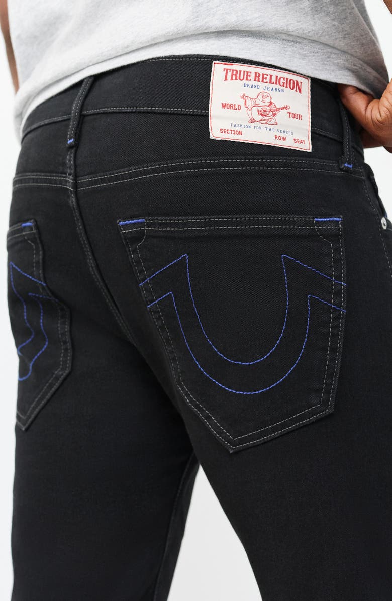 True Religion Rocco Super T Flap Raw Hem Jean Shorts, Alternate, color, Black Rinse