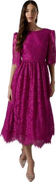 Coast Lace Short Sleeve Midi Dress