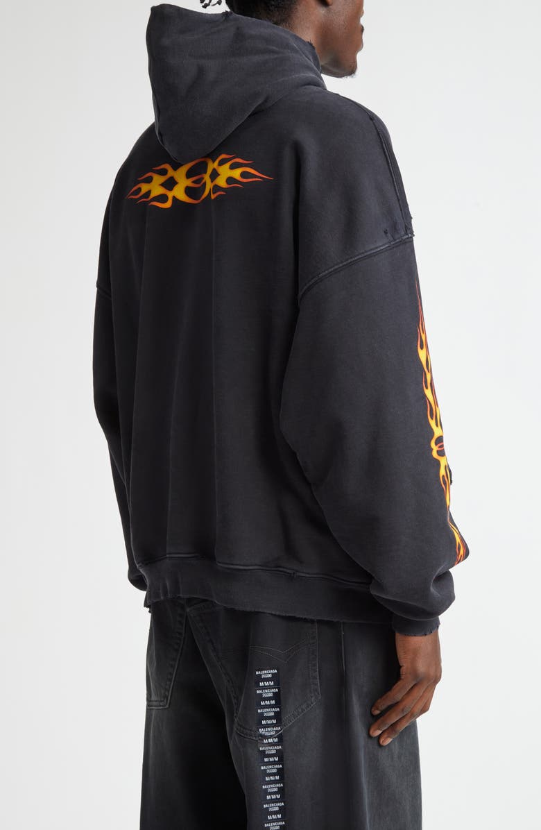 Balenciaga Oversize Burning Unity Cotton Hoodie, Alternate, color, 