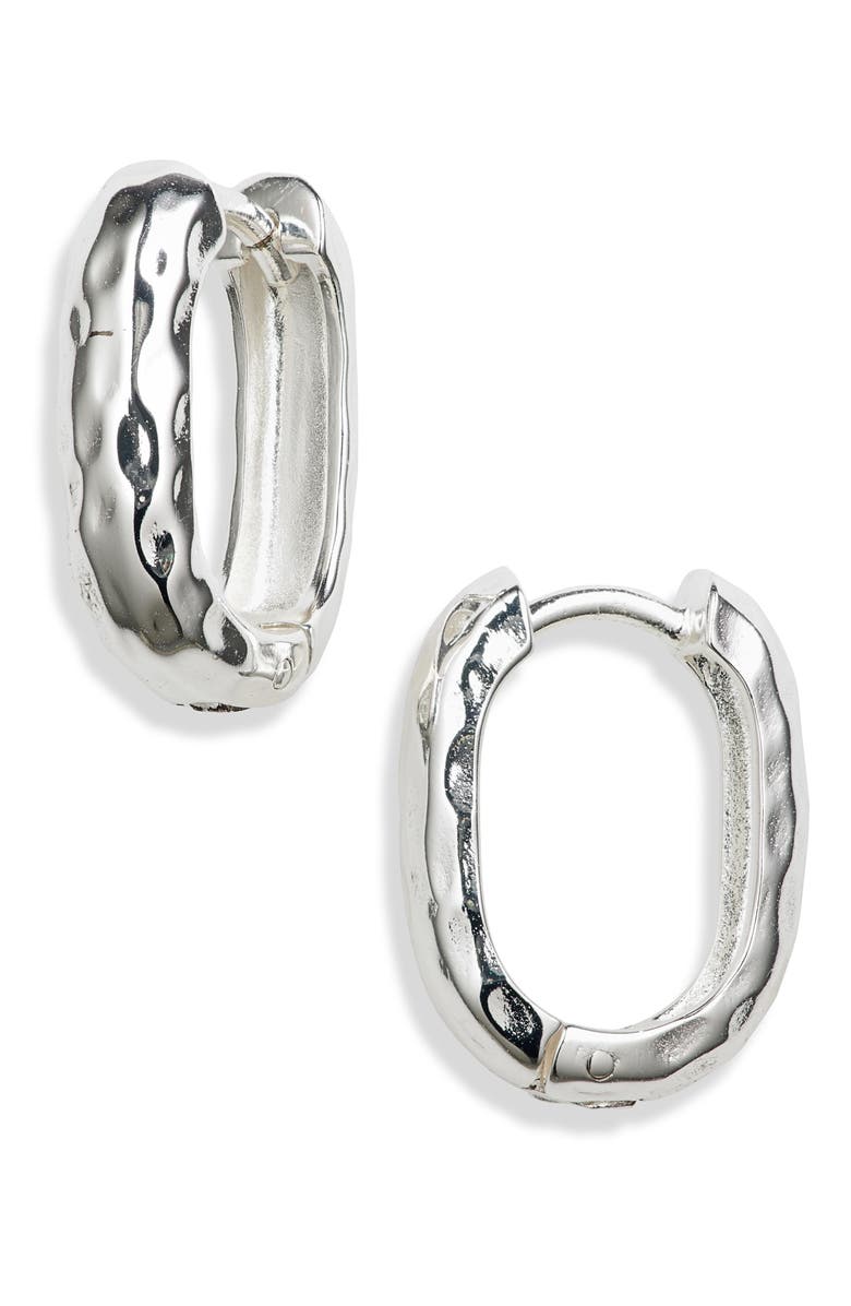 Argento Vivo Sterling Silver Hammered Square Hoop Earrings, Main, color, Silver