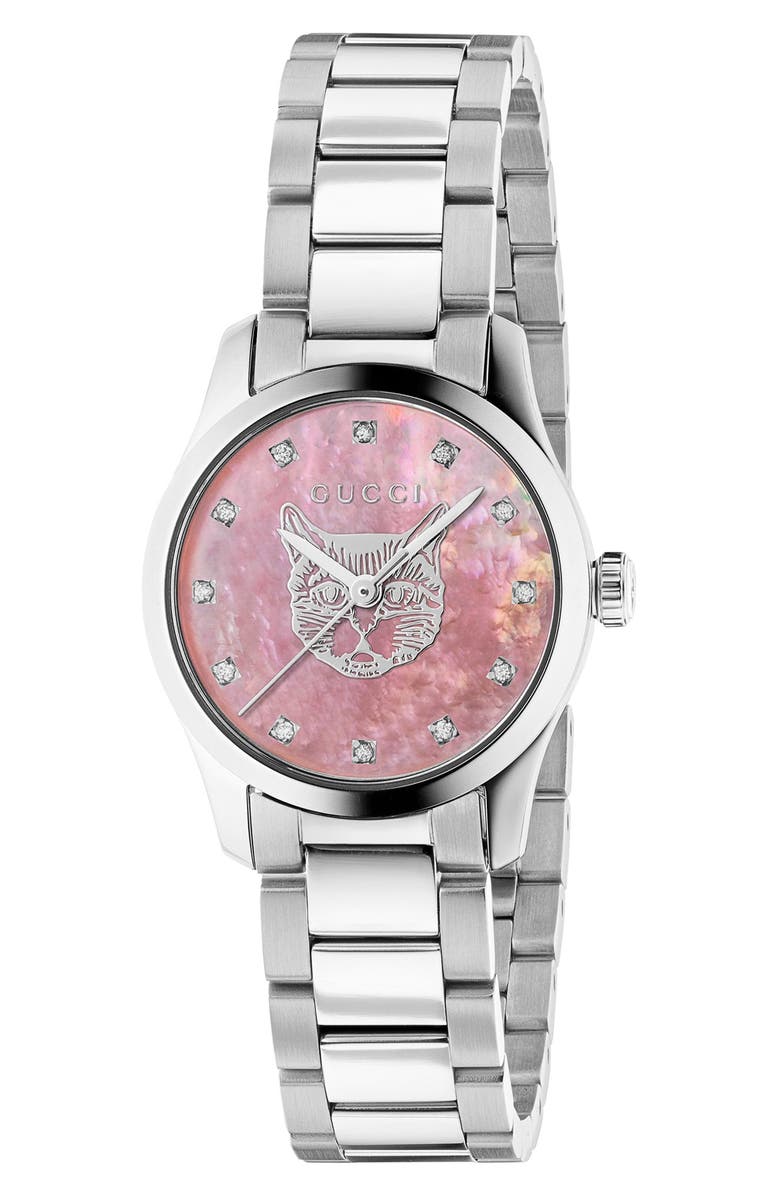 Gucci G-Timeless Feline Bracelet Watch, 27mm, Main, color, 
